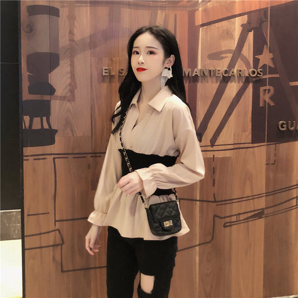 Elegáns női ing rugalmas derékkal