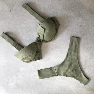 Erős fürdőruha eco velúrból, zöld színben