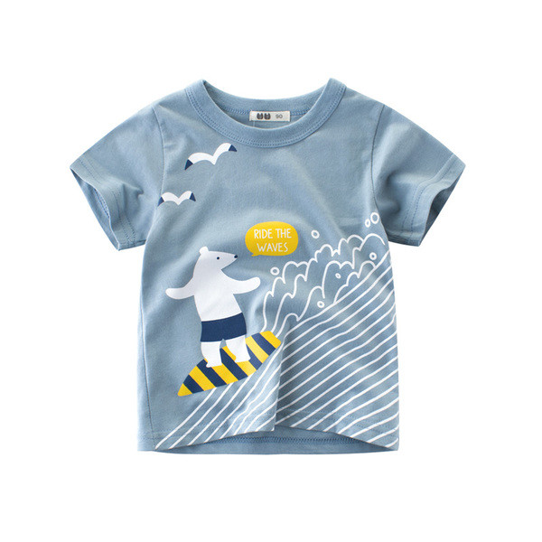 Modern, rövid ujjú gyerekblúz fiúknak, rátéttel