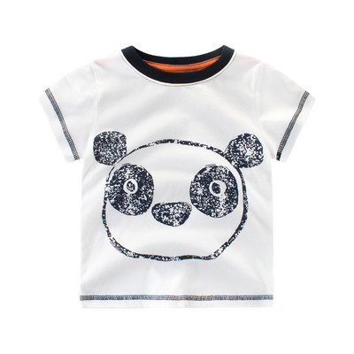 Ежедневна детска тениска за момчета с апликация в бял цвят