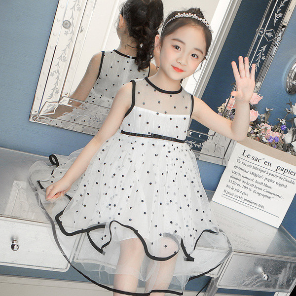 Rochie moderna pentru copii in alb si negru