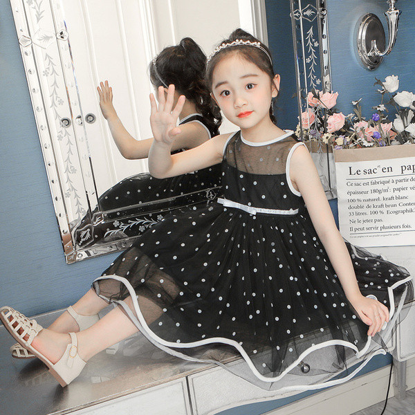 Rochie moderna pentru copii in alb si negru