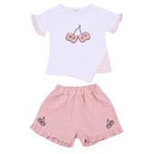 Set copii pentru fete in doua parti cu broderie