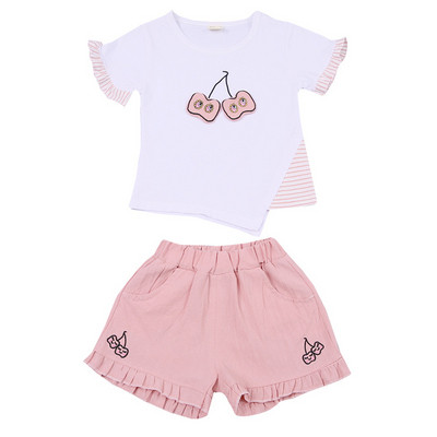 Set copii pentru fete in doua parti cu broderie