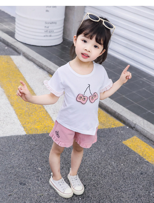 Set copii pentru fete in doua parti cu broderie