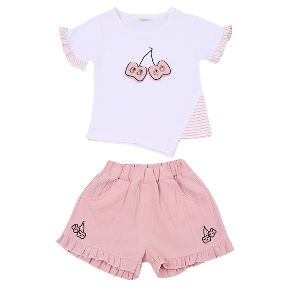 Set copii pentru fete in doua parti cu broderie