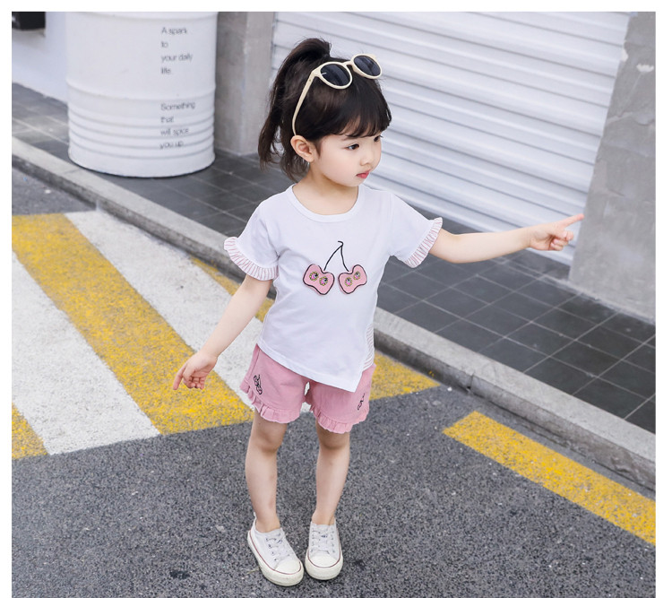 Set copii pentru fete in doua parti cu broderie