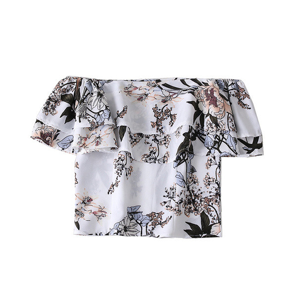Rövid tavaszi felső több színben virágos motívumokkal