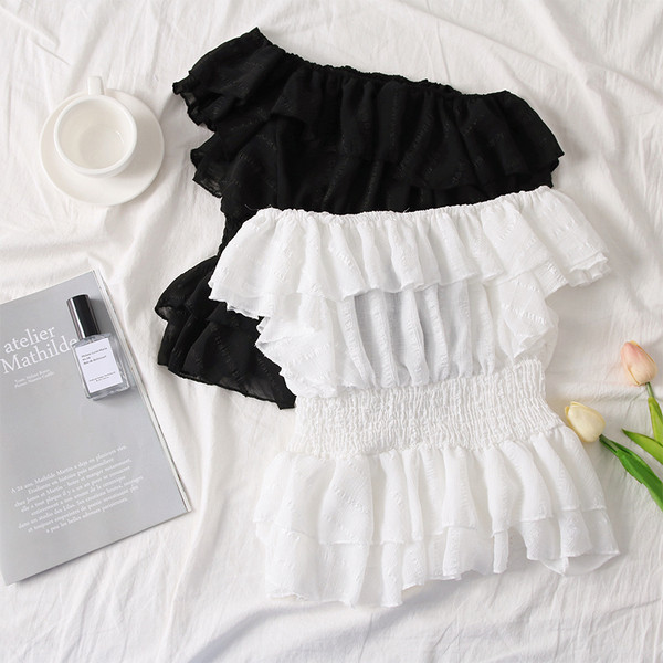 Top de primăvară damă în alb, negru, roz și bej