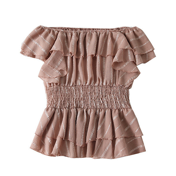 Top de primăvară damă în alb, negru, roz și bej