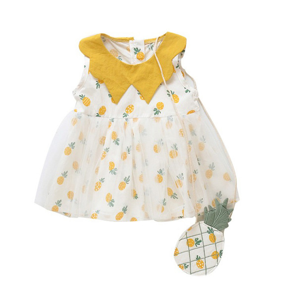 Rochie moderna pentru copii cu tul in roz si galben