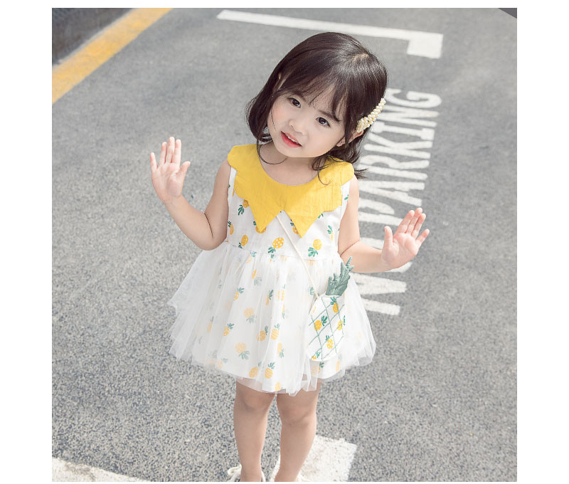 Rochie moderna pentru copii cu tul in roz si galben