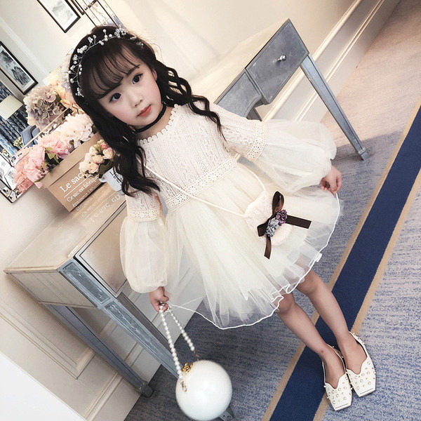 Rochie moderna pentru copii cu maneci lungi in doua culori