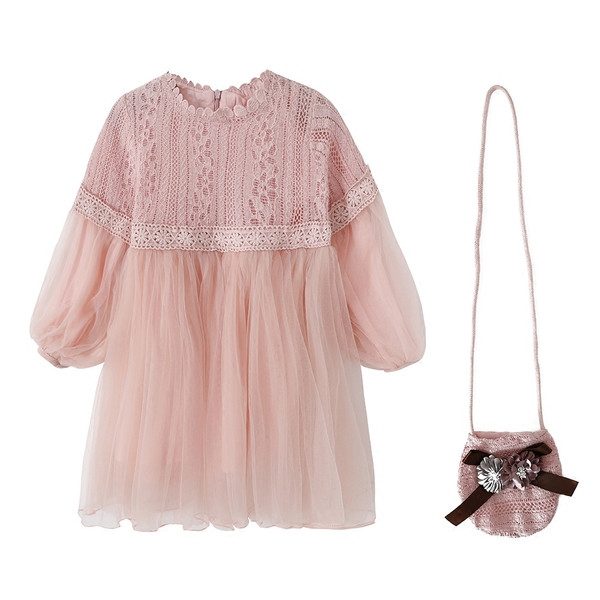 Rochie moderna pentru copii cu maneci lungi in doua culori