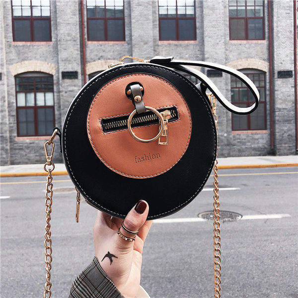 Geanta de dama moderna in forma rotunda din piele ecologica