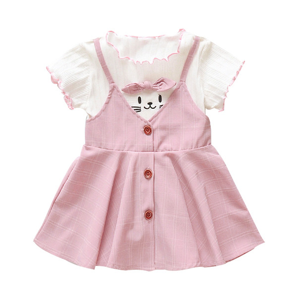 Rochie pentru copii cu maneci scurte si nasturi in doua culori