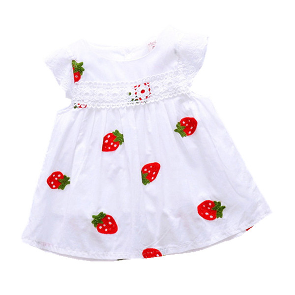 Rochie casual pentru copii cu maneca scurta in culoarea alba