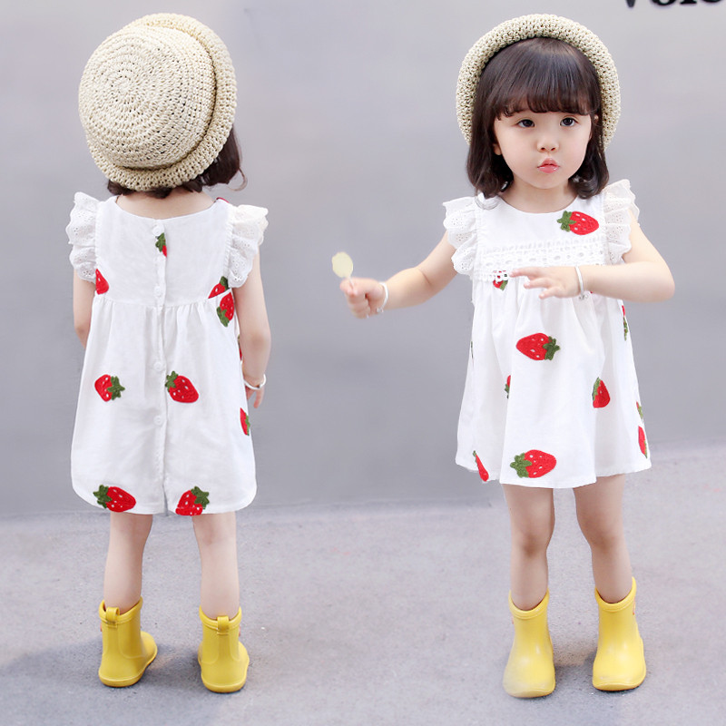 Rochie casual pentru copii cu maneca scurta in culoarea alba