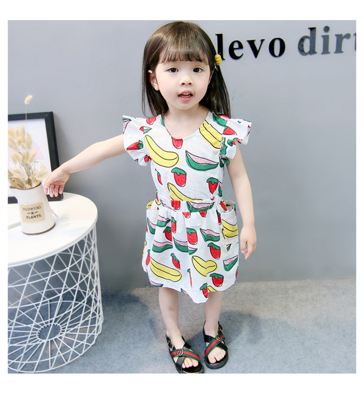 Rochie moderna pentru copii alb cu aplicatie