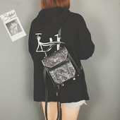 Rucsac de dama de zi cu zi din piele ecologica cu efect stralucitor