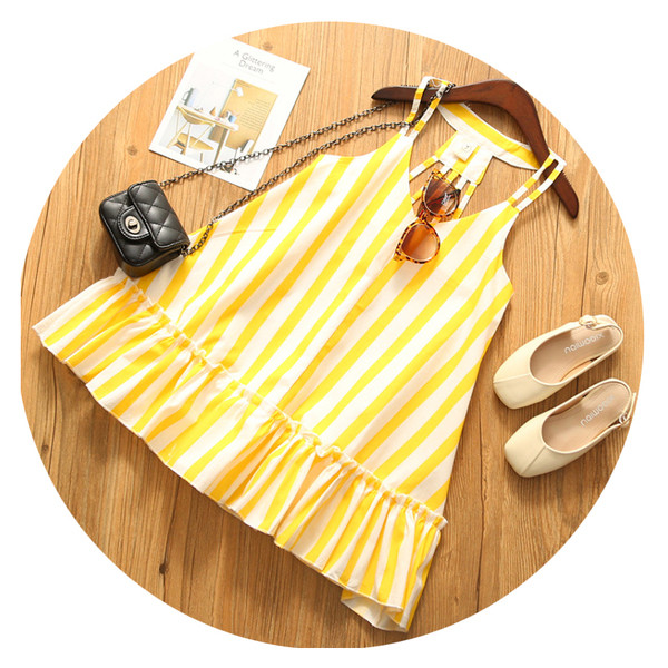 Nyári gyerekruha vékony pántokkal, sárga színben