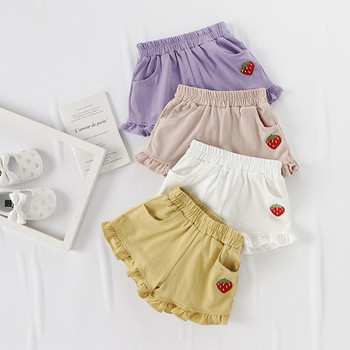 Детски панталони за момичета с бродерия в четири цвята