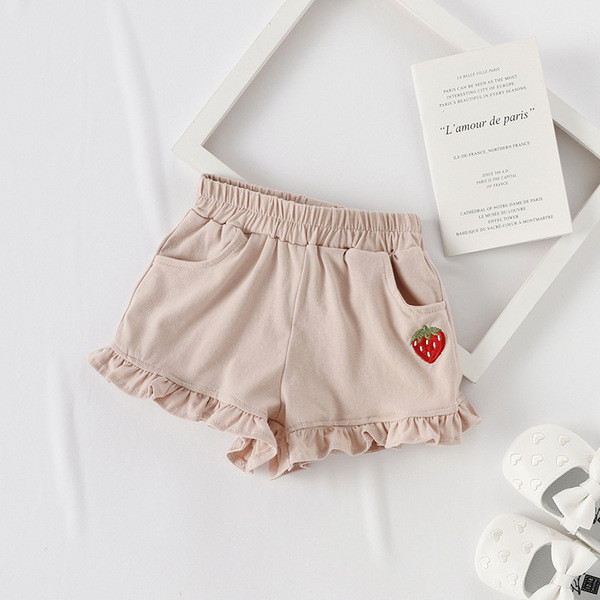 Pantaloni copii pentru fete cu broderie in patru culori