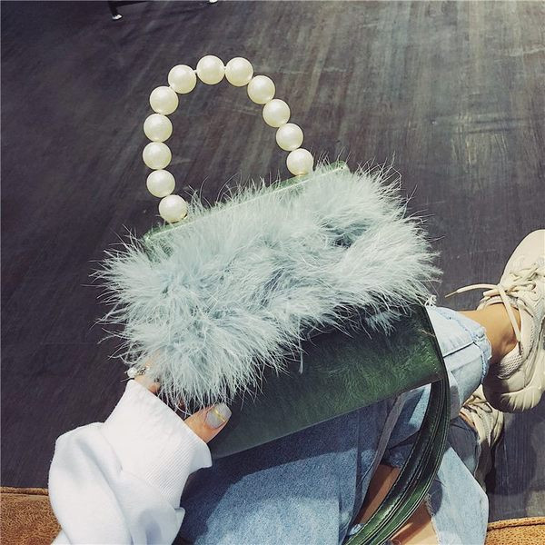 Stílusos női táska, hosszú és rövid fülekkel és gyöngyökkel díszítésre