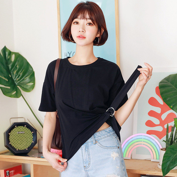 Tricou casual dama cu decolteu O in doua culori