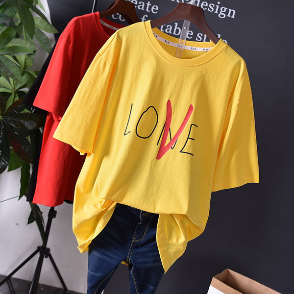 Tricou casual dama cu inscriptie si decolteu in forma de O in mai multe culori