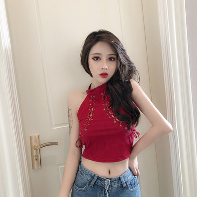 Maieu scurt de dama modern in doua culori cu cravate