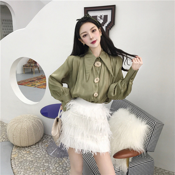 Cămașă casual de damă în două culori cu nasturi mari