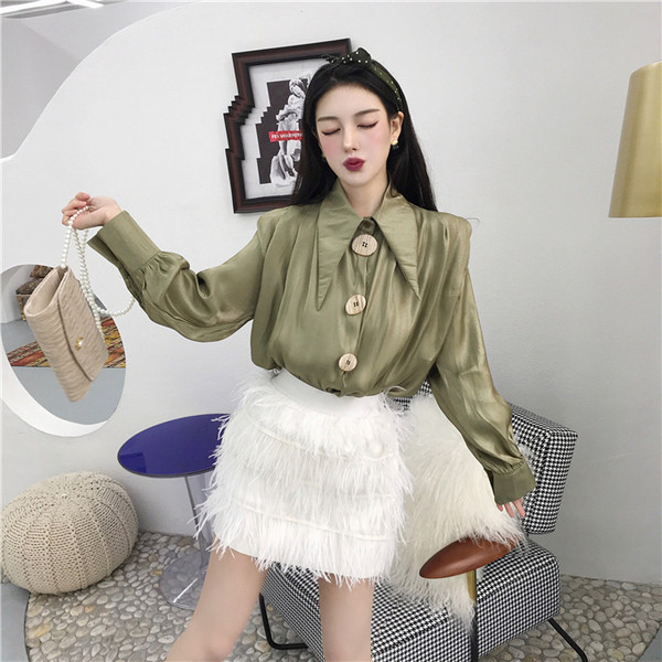 Cămașă casual de damă în două culori cu nasturi mari