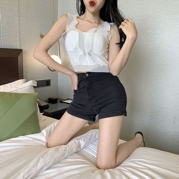 Maieu scurt de dama modern cu dantela in doua culori