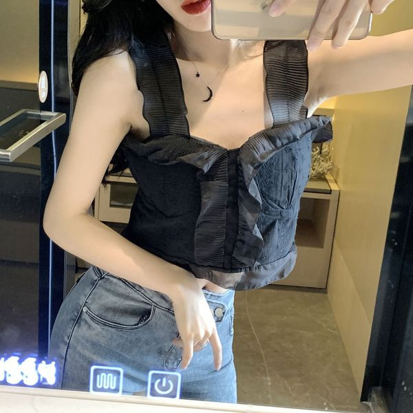 Maieu scurt de dama modern cu dantela in doua culori