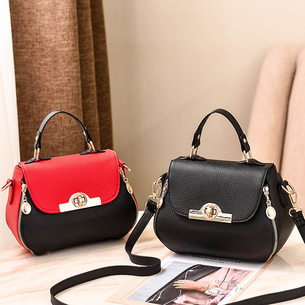 Geanta de dama moderna cu maner scurt si lung si elemente metalice in mai multe culori