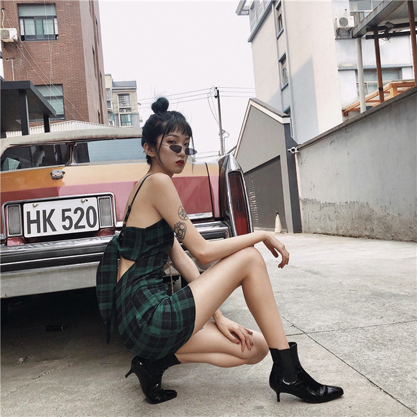 Rochie casual dama in carouri de culoare verde