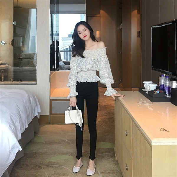 Bluză casual de damă cu buline în două culori