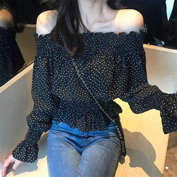 Bluză casual de damă cu buline în două culori