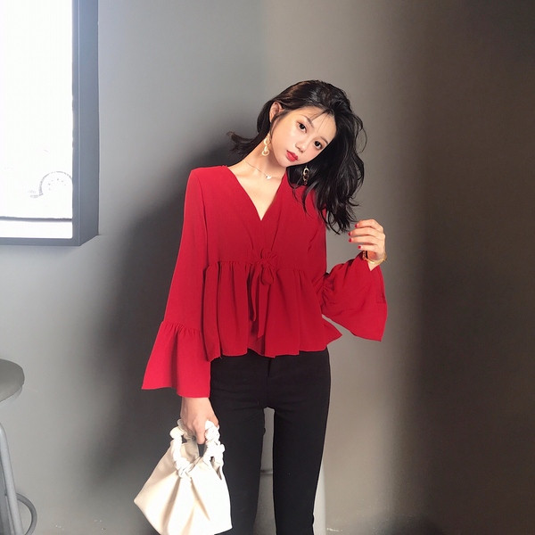 Cămașă elegantă de damă, în două culori, cu mâneci largi