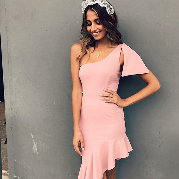 Rochie de dama asimetrica cu o bareta in mai multe culori