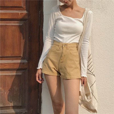 Modern női rövid farmer négy színben, magas derékkal