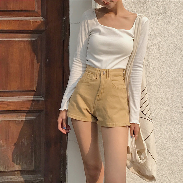 Modern női rövid farmer négy színben, magas derékkal