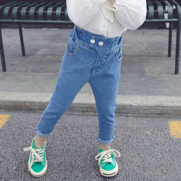 Blugi moderni pentru copii pentru fete cu buzunare si nasturi