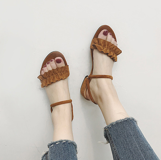 Sandale de dama actuale din piele intoarsa ecologica in trei culori