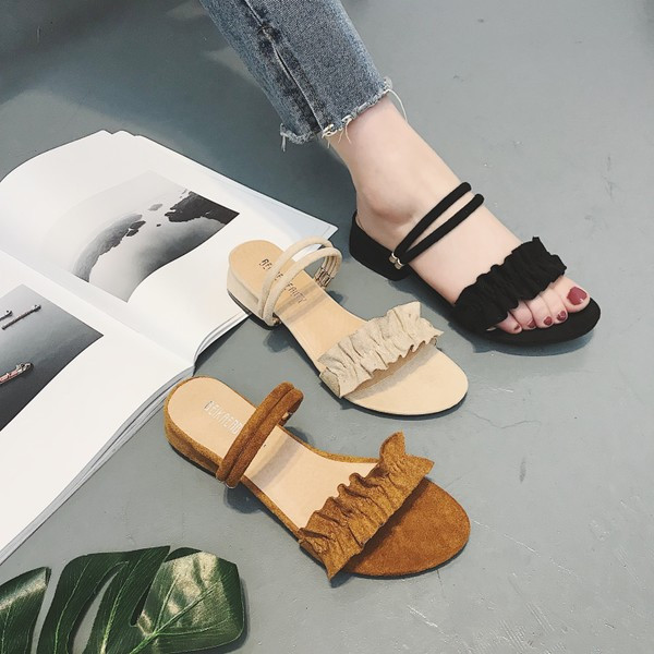 Sandale de dama actuale din piele intoarsa ecologica in trei culori