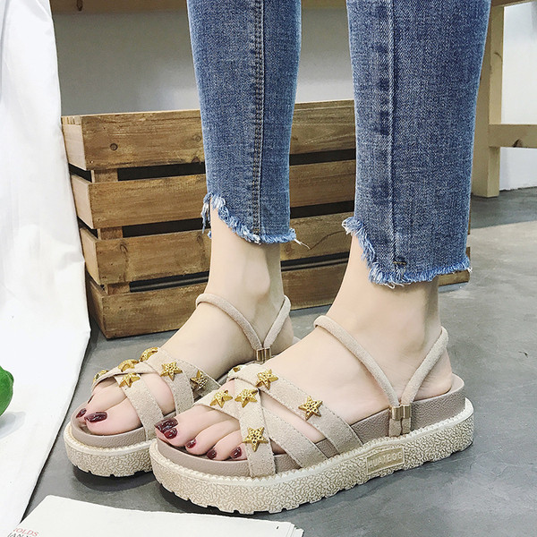 Sandale de dama moderne cu decor in doua culori