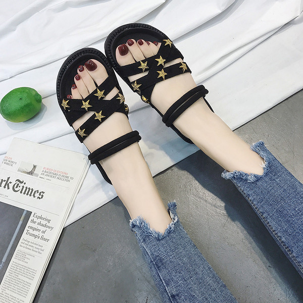 Sandale de dama moderne cu decor in doua culori