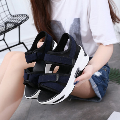 Sandale casual dama in doua culori cu talpa inalta