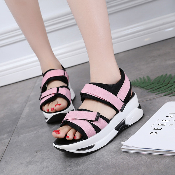 Sandale casual dama in doua culori cu talpa inalta